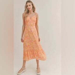 Sadie and sajeChic Floral Midi Dress in Orange